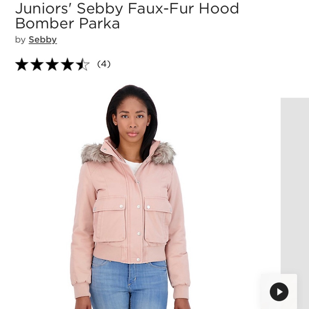 Juniors faux fur bomber parka NEW WITH TAGS